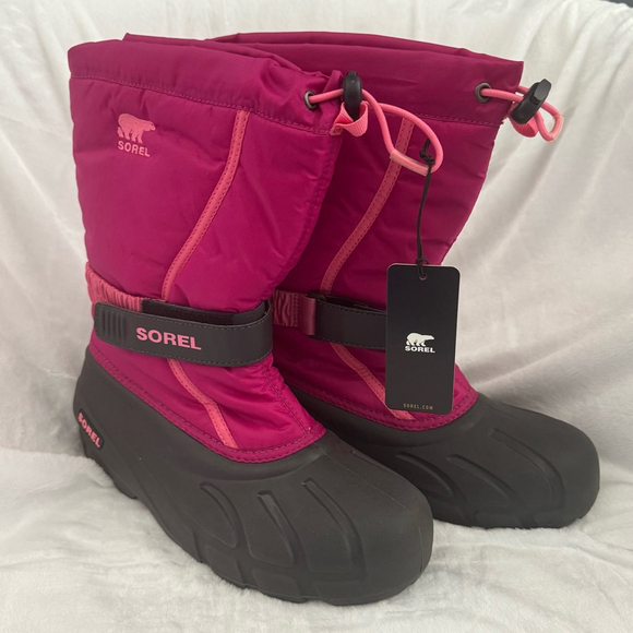Sorel Flurry Snow Commander Boots Size 7 Pink & Black Winter - Picture 1 of 9